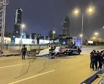 İstanbul’da kontrolden çıkan araç önce bariyerlere çarptı ardından takla attı: 3 yaralı
