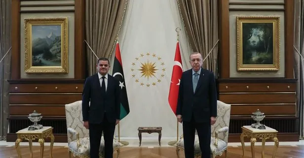 Başkan Erdoğan, Libya Başbakanı Dibeybe onuruna Cumhurbaşkanlığı Külliyesi’nde akşam yemeği verdi