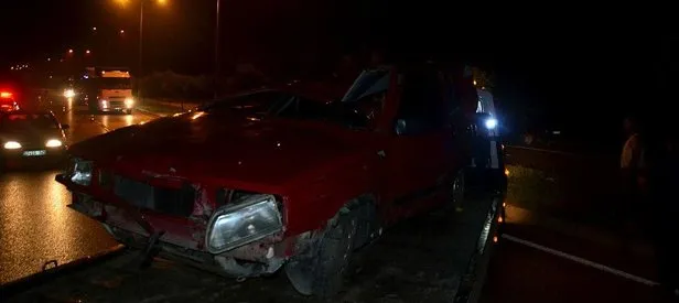 Hurdaya dönen araçtan sağ çıktılar