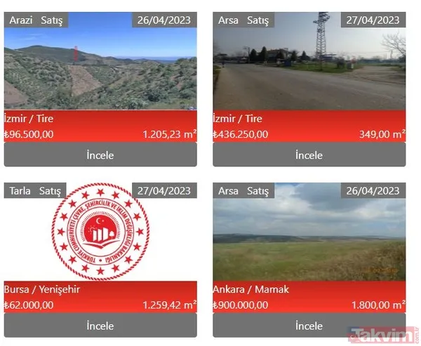 Prefabrik ev, bahçe, çiftlik hayali kurana müjde! Milli Emlak satılık arazi ilanlarını duyurdu! 13 bin TL'ye İzmir Tire'de satılık arsa! - 17