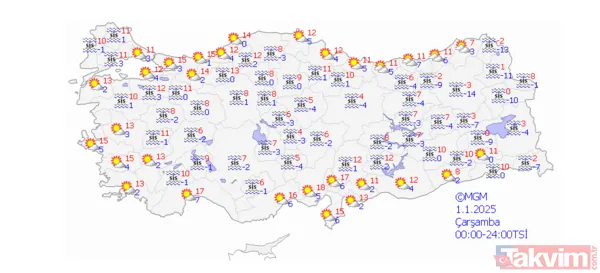 1 Ocak 2025 Bölge Bölge Hava Durumu Marmara Parçalı Ve Az Bulutlu Geçeceği Tahmin Ediliyor. Bölge Genelinde Sabah Ve Gece Saatlerinde Pus Ve Yer Yer Sis...