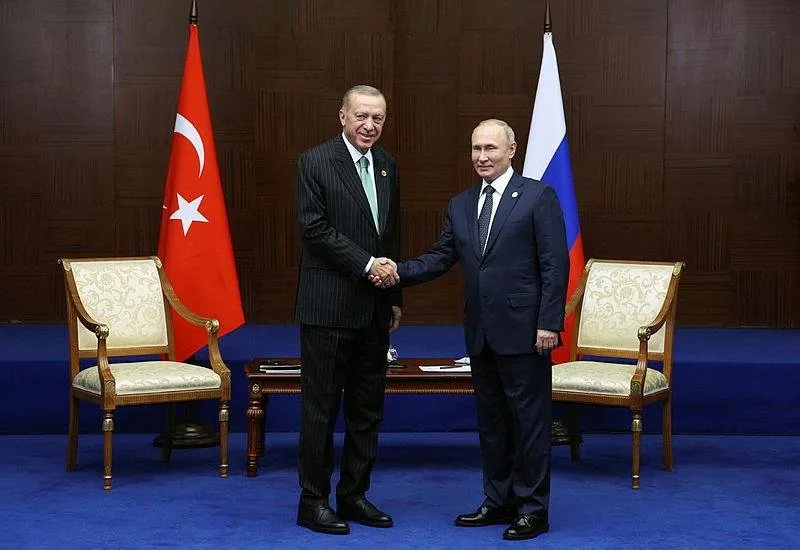 Başkan Erdoğan ve Putin'in 13 Ekim 2022'de Astana'da yaptığı görüşmeden bir kare
