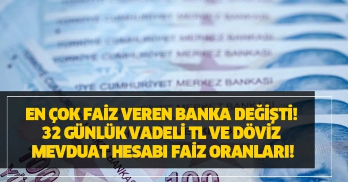 En Yuksek Faiz Veren Banka Degisti 32 Gunluk Vadeli Tl Ve Doviz Mevduat Hesabi Faiz Oranlari Faiz Indirim Mujdesi Ardi Ardina Geldi Takvim