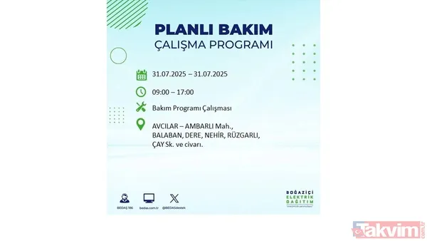İstanbul'da bugün elektrik kesilecek mi? 31 Temmuz Perşembe elektrik kesintisi yaşanacak ilçeler hangileri? - 44