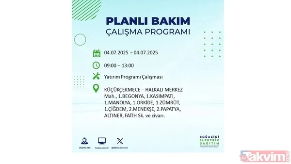 4 Temmuz'da İstanbul'da Elektrik Kesintisi Yaşanacak İlçeler