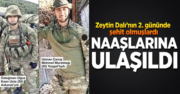 TSK: "Şehitlerimizin naaşlarına ulaşıldı"
