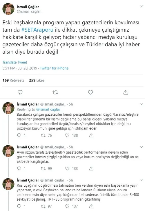 SETA Direktörü İsmail Çağlar: Gazetecilerin kovulması SETA raporu ile dikkat çekmeye çalıştığımız hakikate karşılık geliyor-1