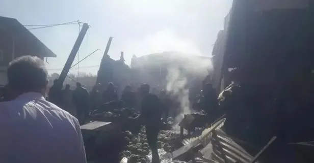 İran'da meyve sebze haline helikopter düştü