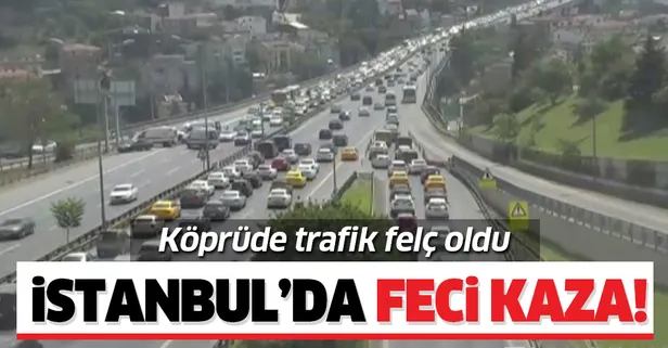 İstanbul'da trafiği kilitleyen kaza! 15 Temmuz Şehitler Köprüsü çıkışında iki araç birbirine girdi