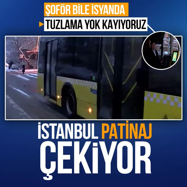 İstanbulda kar etkisini gösterdi İETT otobüsleri yolda kaldı... Tuzlama bile yok