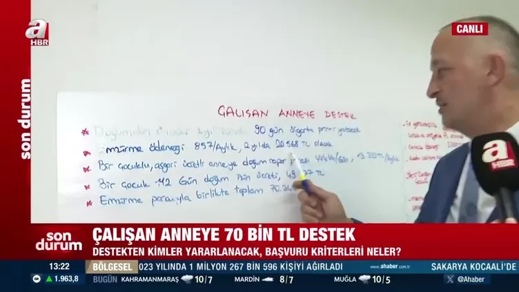 Çalışan anneye 70 bin TL destek