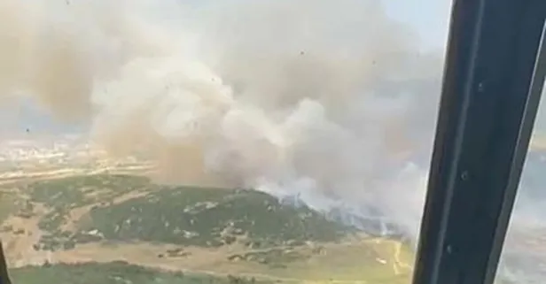 İzmir Foça'da makilik yangını: Havadan karadan müdahale!