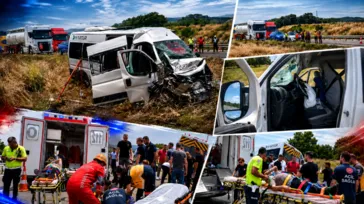 Yolcu minibüsü sıvı yağ yüklü tankere çarptı: 16 yaralı!