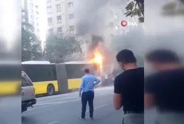 Ataşehir'de İETT otobüsü yangını!