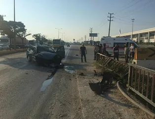 Bursa’da korkunç kaza! Araç bariyerlere girdi
