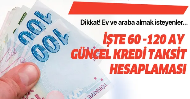 İşte 60 -120 ay taksitle kredi faiz oranları!