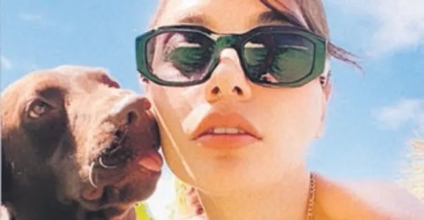 Hazal Filiz Küçükköse’den köpeği Mia ile selfie