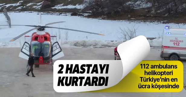 112 helikopteri 2 hastanın imdadına yetişti