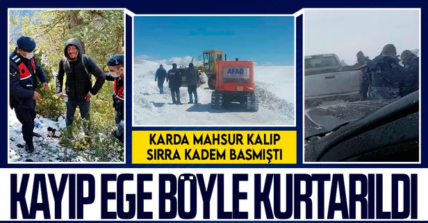 Son dakika: Karaman'da karda mahsur kalıp kaybolan Ege Kabalak'ın kurtarılma anları!