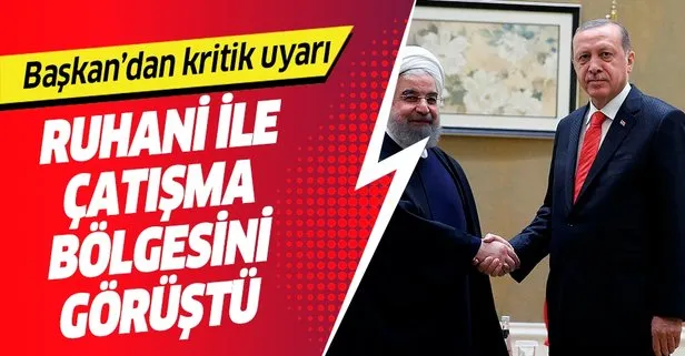Son dakika: Başkan Erdoğan İran Cumhurbaşkanı Hasan Ruhani ile görüştü