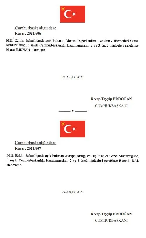 Bazı bakanlıklar ile kurumlara ilişkin atama kararları Resmi Gazete'de yayımlandı-5