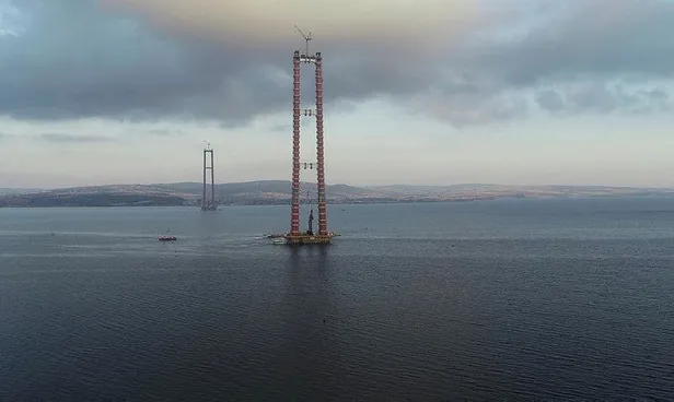 Son dakika: 1915 Çanakkale Köprüsü'nde geçici çalışma halatı montajı başladı-6