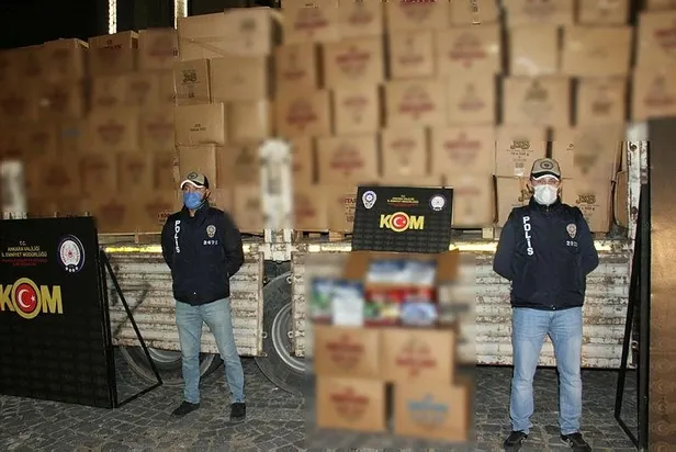 SON DAKİKA: Ankara polisi iki tırda 6 ton 665 kilo kaçak tütün ele geçirdi-1