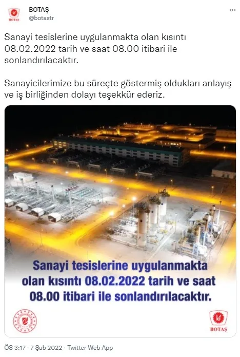 son-dakika-botas-duyurdu-sanayide-dogalgaz-kisitlamasi-kalkiyor-1644236587432.jpg SON DAKİKA! BOTAŞ duyurdu! Sanayide doğalgaz kısıtlaması kalkıyor-1