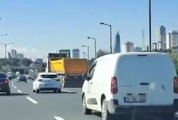 TEM Otoyolu'nda hafriyat kamyonuyla makas attı: 14 bin lira ceza yedi
