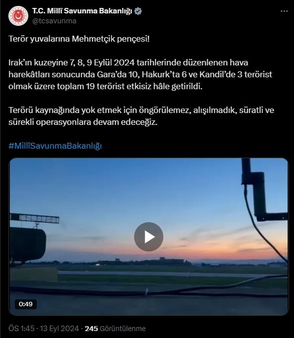 Irak'ın kuzeyine hava harekatı: 19 terörist etkisiz hale getirildi-1