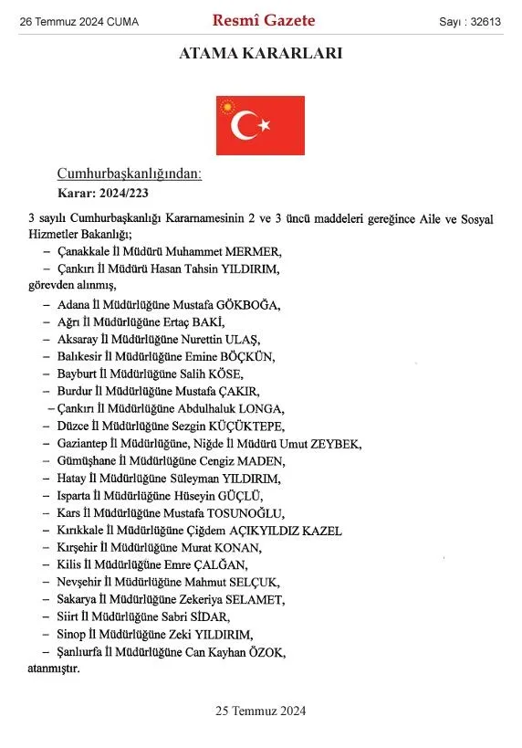 Başkan Erdoğan imzaladı: Atama ve görevden alma kararları Resmi Gazete'de-2