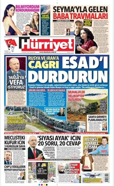 Yine mi sinsi algı operasyonu Hürriyet? Kılıçdaroğlu'nun FETÖ yalanları 1. sayfada, Başkan Erdoğan'ın CHP-FETÖ ilişkisini deşifre eden sözleri nerede?-1
