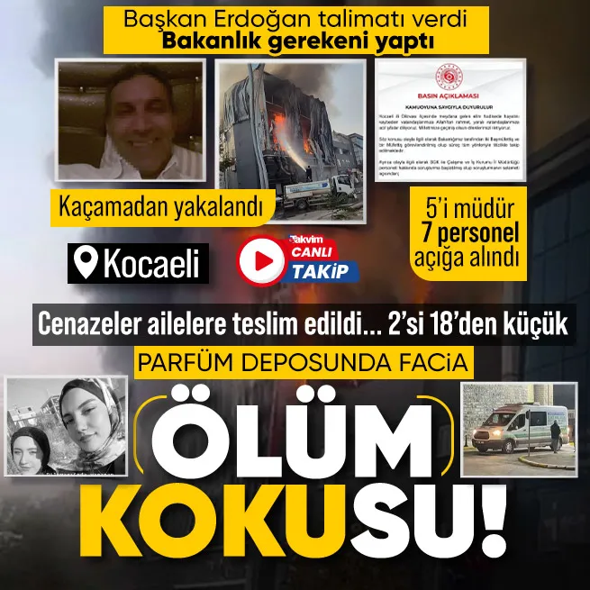 Kocaeli’de parfüm deposu faciası! 6 kadının cenazesi ailelerine teslim edildi | İş yeri sahibi yakalandı | Başkan Erdoğan’dan mesaj