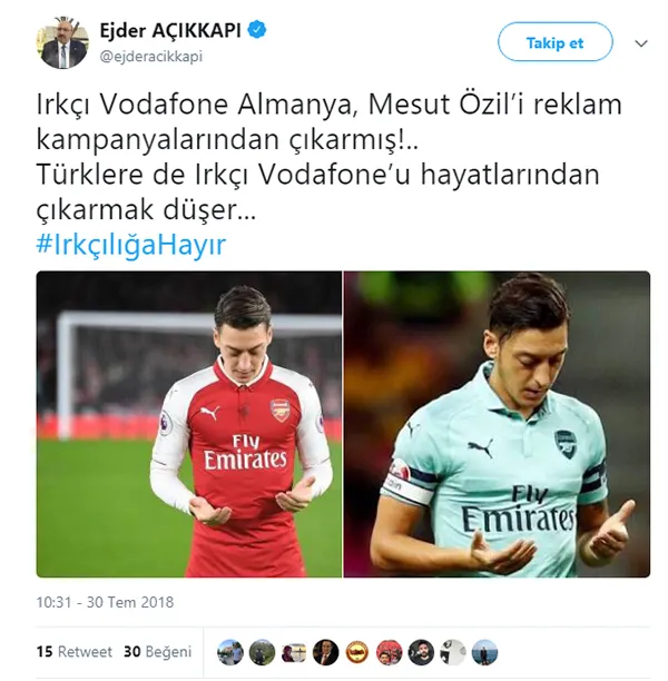 Mesut Özil’i reklamdan çıkaran Vodafone Almanya'ya tepkiler çığ gibi!-2