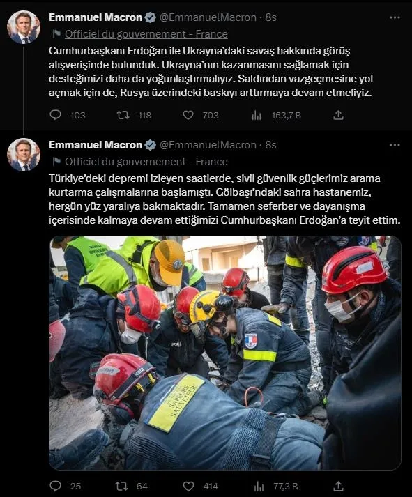 Başkan Erdoğan görüşmesi sonrası Macron'dan Türkçe destek açıklaması: "Dayanışmaya devam"-5