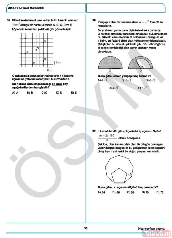 YKS çıkmış sorular ve cevaplar! 2018 YKS çıkmış sorular ve cevap anahtarı - 33