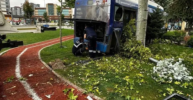 Ankara'da EGO otobüsü yoldan çıktı! Ağaçlara çarparak durabildi