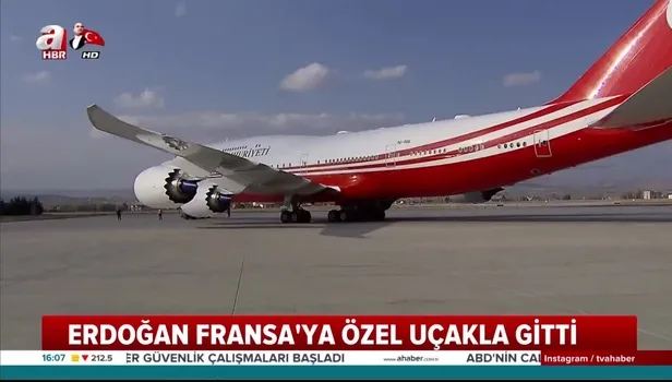 Başkan Erdoğan Fransa'ya özel uçakla gitti