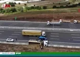 Kuzey Marmara Otoyolu'nda dehşet anları! Hafriyat kamyonu devrildi