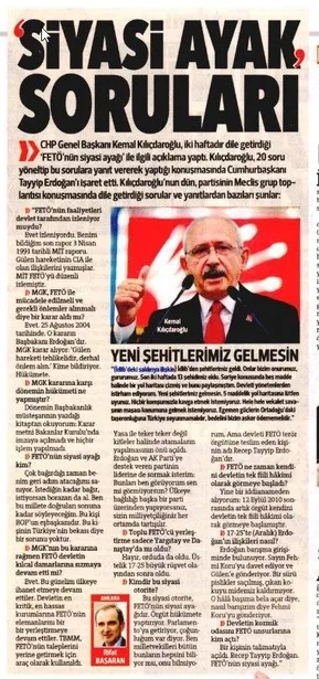Yine mi sinsi algı operasyonu Hürriyet? Kılıçdaroğlu'nun FETÖ yalanları 1. sayfada, Başkan Erdoğan'ın CHP-FETÖ ilişkisini deşifre eden sözleri nerede?-3