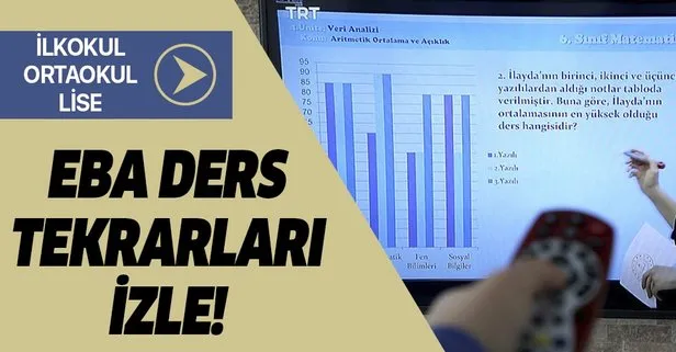 EBA TV tekrar izle! EBA TV 26 Mart ders tekrarları izle!