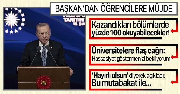 Son dakika: Başkan Recep Tayyip Erdoğan’dan öğrencilere yüzde 100 burs müjdesi!
