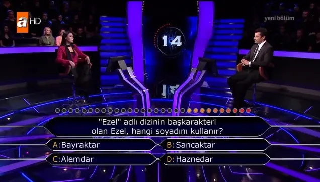 Kim Milyoner Olmak İster yarışmasında Kenan İmirzalıoğlu'na sürpriz "Ezel" sorusu: Ezel, hangi soyadını kullanır?