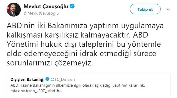 Son Dakika: Dışişleri'nden ABD'nin kararına sert tepki-1