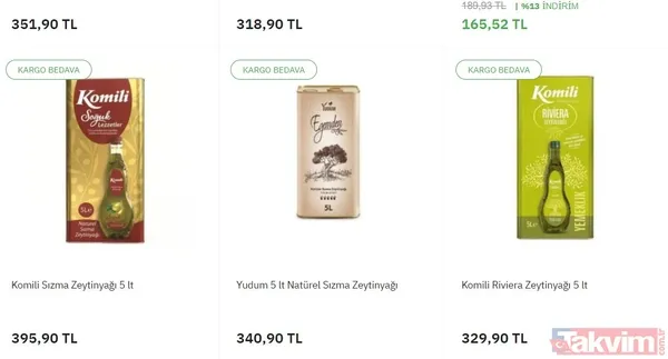 Komili Zeytinyağı Teneke 5 Lt 329 Tl