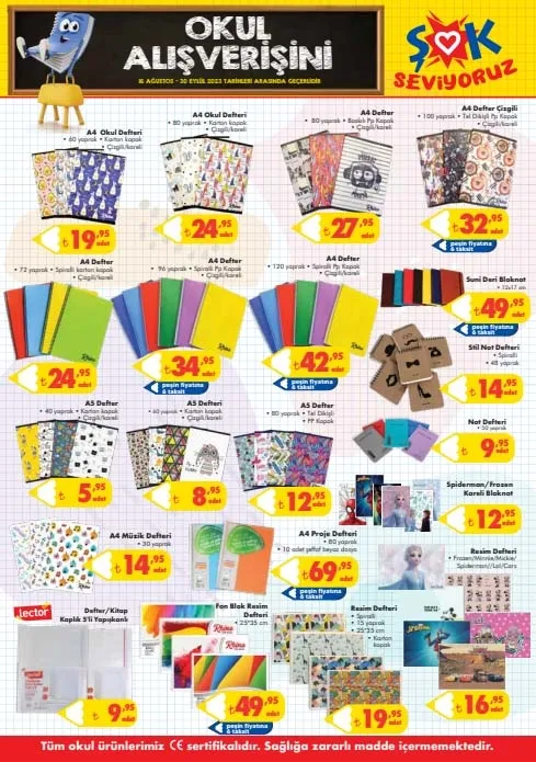 Tüm okul ihtiyaç ürünlerinde fiyatlar düştü! Okul çantası, kalem, defter, boya ŞOK'ta indirime girdi! 16-30 Ağustos 2023 ŞOK aktüel ürünler kataloğu! - 2
