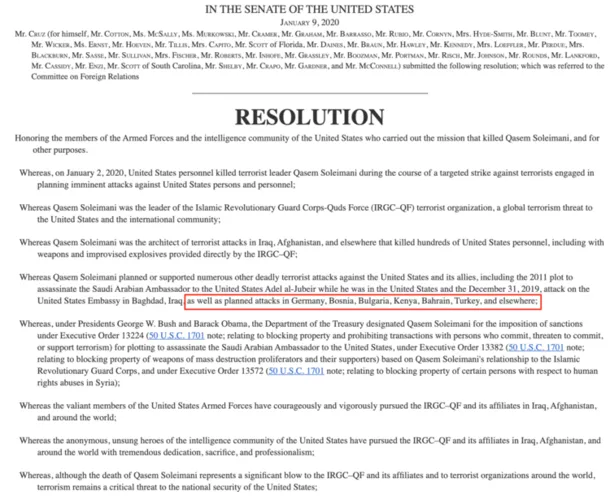 ABD Senatosu'na verilen önergede flaş iddia: Süleymani Türkiye'ye saldıracaktı-1