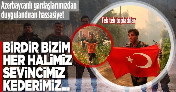 Azerbaycanlı itfaiyecilerin bayrak hassasiyeti