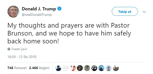 Son dakika: Pastör Brunson kararı sonrası Trump'tan ilk açıklama-2