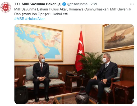 Son dakika: Bakan Akar Ion Oprişor'u kabul etti-1